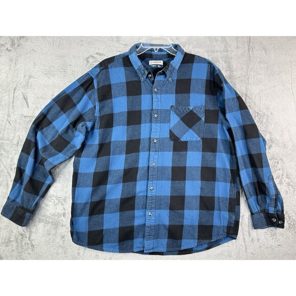 Magellan Long Sleeve Shirt Button Down Size XL Plaid Lotus Of 2 Blue & Gray - Picture 7 of 11